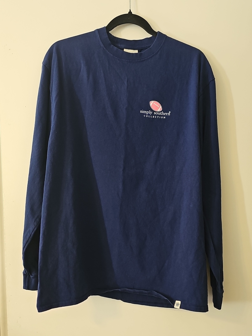 Simply Southern Long Sleeve Football Top Blue Size Large